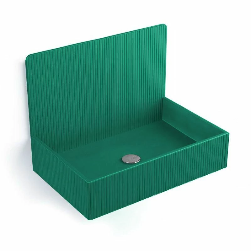 Lavabo Sur Pieds à Poser 60x38 Cm, Aspect Béton Vert, Roneo 3 Lavabo Sur Pieds à Poser 60x38 Cm, Aspect Béton Vert, Roneo