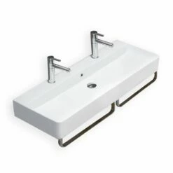 Lavabo Double Suspendu, Avec Porte-serviettes, 110x41,5 Cm, Vera