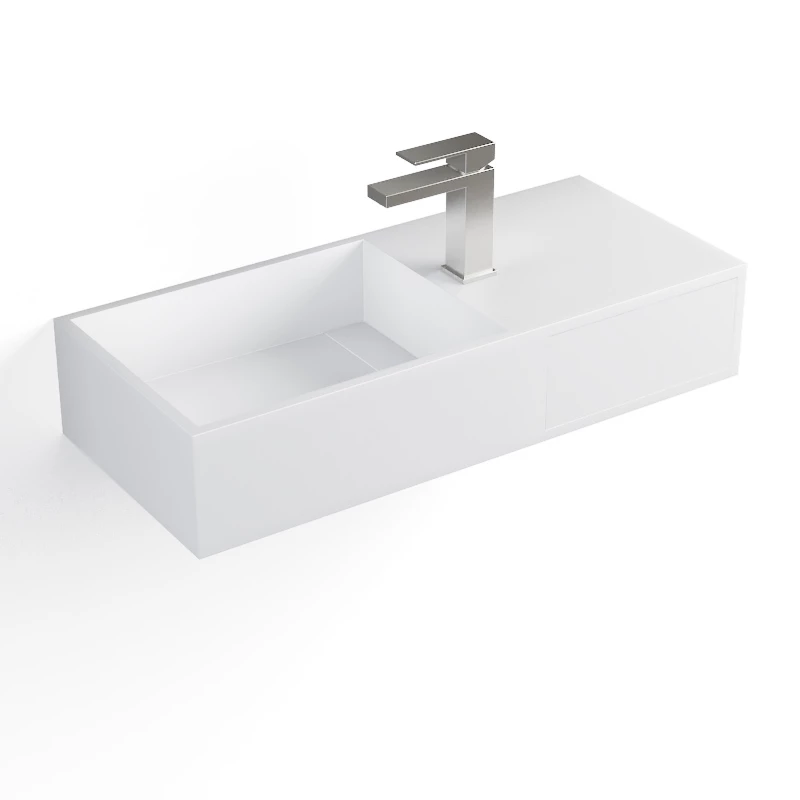 Lavabo Suspendu 75X32.5 Cm, Matière Composite Minéral 3 Lavabo Suspendu 75X32.5 Cm, Matière Composite Minéral