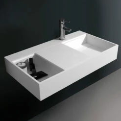 Lavabo Suspendu 80 X 45 Cm, Matière Composite, Mineral -Produits De Salle De Bain Soldes 2024 lavabo suspendu 80 x 45 cm matiere composite mineral 4