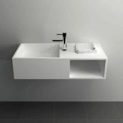 Meuble Salle De Bain Suspendu Mineral 80x40 Cm, Matière Composite -Produits De Salle De Bain Soldes 2024 lavabo suspendu 80x40 cm matiere composite mineral 2