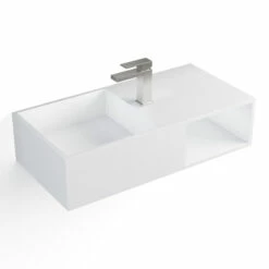 Meuble Salle De Bain Suspendu Mineral 80x40 Cm, Matière Composite