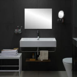 Lavabo Suspendu Avec Porte-serviettes, 100x42 Cm, Vera Square -Produits De Salle De Bain Soldes 2024 lavabo suspendu avec porte serviettes 100x42 cm vera square 3