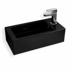 Lave Mains Noir Gain De Place 50x25 Cm, Céramique, Pure