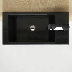 Lave Mains Noir Gain De Place 50x25 Cm, Céramique, Pure -Produits De Salle De Bain Soldes 2024 lave main pure noir 50x25 3