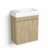 Lave-mains 44,5 X 23,7 Cm, Chêne Denver, Et Vasque Blanc Mat, Alma -Produits De Salle De Bain Soldes 2024 lave mains 445 x 237 cm chene denver et vasque blanc mat alma