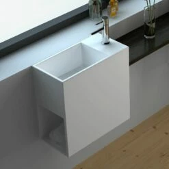 Lave Main Faible Profondeur 40x20x40 Cm, Matière Composite, Droite Ou Gauche, Mineral -Produits De Salle De Bain Soldes 2024 lave mains mineral 40x20 cm 1