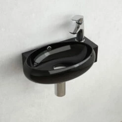 Lave-mains Noir Droite Ou Gauche, 42,5x26,5 Cm, Pure -Produits De Salle De Bain Soldes 2024 lave mains noir droite ou gauche 425x265 cm pure 1