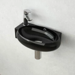 Lave-mains Noir Droite Ou Gauche, 42,5x26,5 Cm, Pure -Produits De Salle De Bain Soldes 2024 lave mains noir droite ou gauche 425x265 cm pure 2