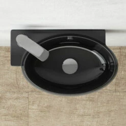 Lave-mains Noir Droite Ou Gauche, 42,5x26,5 Cm, Pure -Produits De Salle De Bain Soldes 2024 lave mains noir droite ou gauche 425x265 cm pure 3