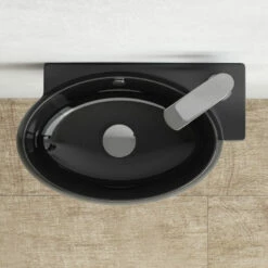 Lave-mains Noir Droite Ou Gauche, 42,5x26,5 Cm, Pure -Produits De Salle De Bain Soldes 2024 lave mains noir droite ou gauche 425x265 cm pure 4