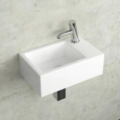 Lave-mains Suspendu, Droite Ou Gauche, 37x23,5 Cm, Pure -Produits De Salle De Bain Soldes 2024 lave mains suspendu 37x235 cm pure 1
