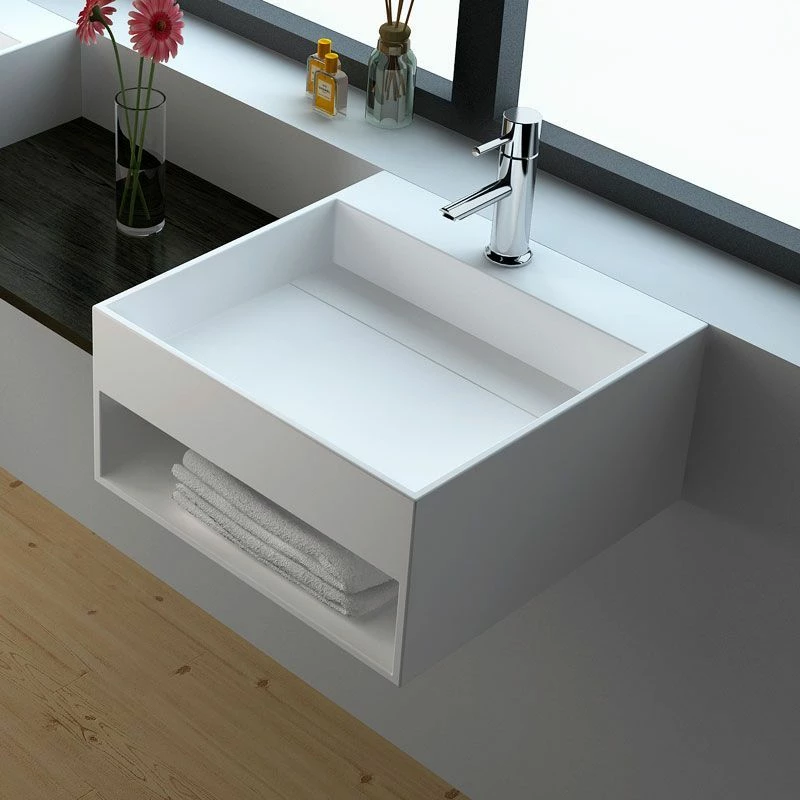 Lave Mains Suspendu 50x50 Cm, Matière Composite, Mineral 4 Lave Mains Suspendu 50x50 Cm, Matière Composite, Mineral – Image 2