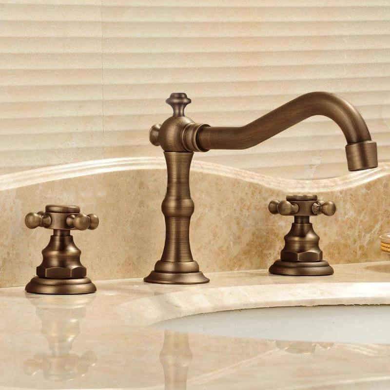 Mélangeur Lavabo 3 Trous, Finition Bronze , Antic 4 Mélangeur Lavabo 3 Trous, Finition Bronze , Antic – Image 2