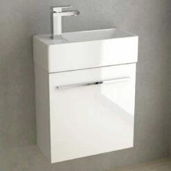 Meuble Lave-main, 50x25 Cm, Blanc Brillant, Mini -Produits De Salle De Bain Soldes 2024 meuble lave mains 50x26 cm blanc brillant mini 1