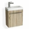 Meuble Lave-mains Bois Et Vasque En Résine Blanche, 44cm, Mini -Produits De Salle De Bain Soldes 2024 meuble lave mains bois et vasque en resine blanche 44cm mini