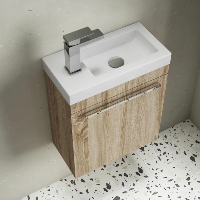 Meuble Lave-mains Bois Et Vasque En Résine Blanche, 44cm, Mini 6 Meuble Lave-mains Bois Et Vasque En Résine Blanche, 44cm, Mini – Image 4