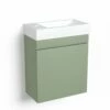 Lave-mains 44,5 X 23,7 Cm, Vert Arcilla, Et Vasque Blanc Mat, Alma -Produits De Salle De Bain Soldes 2024 meuble lave mains vert arcilla et vasque en resine blanc mat 445 cm alma