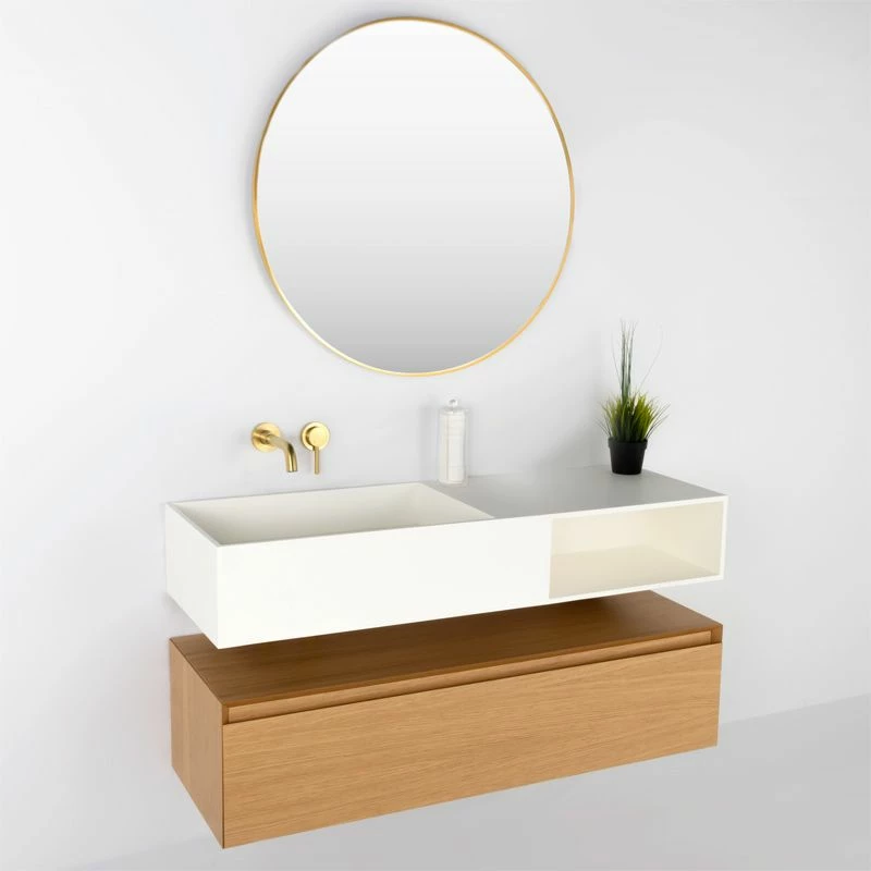 Lavabo Suspendu Mineral 120x40 Cm, Matière Composite 5 Lavabo Suspendu Mineral 120x40 Cm, Matière Composite – Image 3