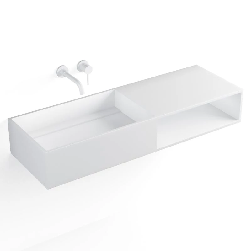 Lavabo Suspendu Mineral 120x40 Cm, Matière Composite 3 Lavabo Suspendu Mineral 120x40 Cm, Matière Composite