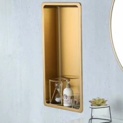 Niche Murale Inox, 60x30 Cm, Doré Brossé -Produits De Salle De Bain Soldes 2024 niche murale inox 60x30 cm dore brosse chatelet 2