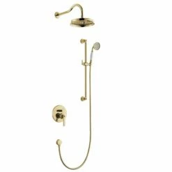 Pack Robinet Mitigeur Douche Mural (2 Sorties), Set De Douche Et Pluie, Doré, Liberty