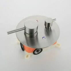 Pack Robinetterie Mitigeur Douche à Encastrer, Inox Brossé, 2 Sorties, Châtelet -Produits De Salle De Bain Soldes 2024 pack robinetterie mitigeur douche a encastrer inox brosse 2 sorties chatelet 4