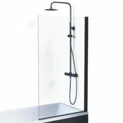 Pare Baignoire 80x140cm, Profilé Noir Mat, Palma