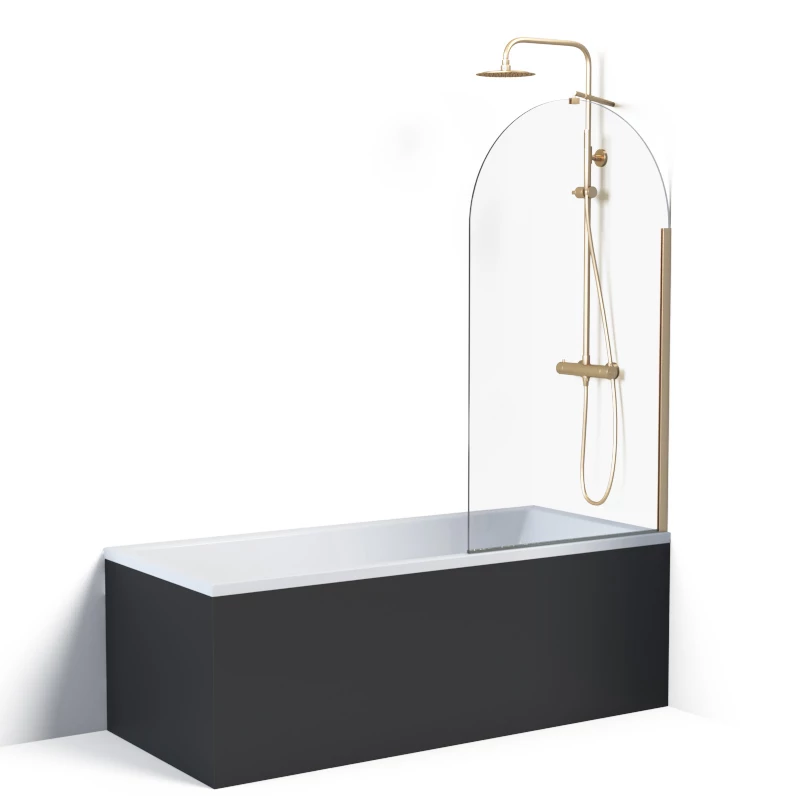 Pare-baignoire Arrondi Fixe 80x140 Cm, Profilé Doré Brossé, Altea Round 4 Pare-baignoire Arrondi Fixe 80x140 Cm, Profilé Doré Brossé, Altea Round – Image 2