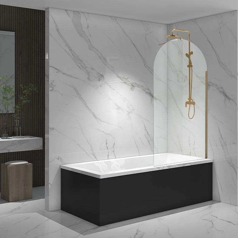 Pare-baignoire Arrondi Fixe 80x140 Cm, Profilé Doré Brossé, Altea Round 6 Pare-baignoire Arrondi Fixe 80x140 Cm, Profilé Doré Brossé, Altea Round – Image 4