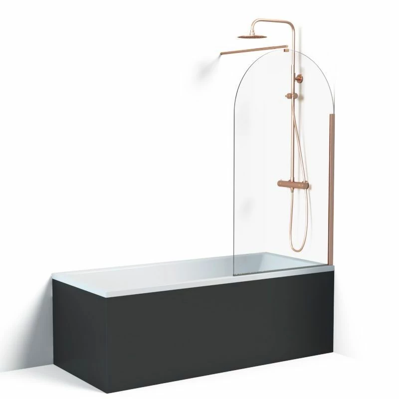 Pare-baignoire Arrondi Fixe 80x140 Cm, Profilé Doré Rose Brossé, Altea Round 4 Pare-baignoire Arrondi Fixe 80x140 Cm, Profilé Doré Rose Brossé, Altea Round – Image 2