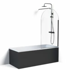 Pare-baignoire Arrondi Fixe 80x140 Cm, Profilé Noir, Altea Round -Produits De Salle De Bain Soldes 2024 pare baignoire arrondi fixe 80x140 cm profile noir altea round 2