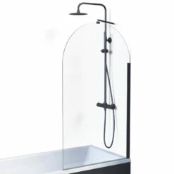 Pare-baignoire Arrondi Fixe 80x140 Cm, Profilé Noir, Altea Round