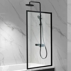 Pare-baignoire Fixe 70x140 Ou 80x140 Cm, Profilé Noir, Indus -Produits De Salle De Bain Soldes 2024 pare baignoire fixe 70x140 ou 80x140 cm profile noir indus 2