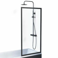 Pare-baignoire Fixe 70x140 Ou 80x140 Cm, Profilé Noir, Indus