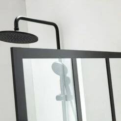 Pare-baignoire Fixe 80x140 Cm, Profilé Noir, Verrière -Produits De Salle De Bain Soldes 2024 pare baignoire fixe 80x140 cm profile noir verriere 3