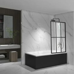 Pare-baignoire Fixe 80x140 Cm, Profilé Noir, Verrière -Produits De Salle De Bain Soldes 2024 pare baignoire fixe 80x140 cm profile noir verriere 5