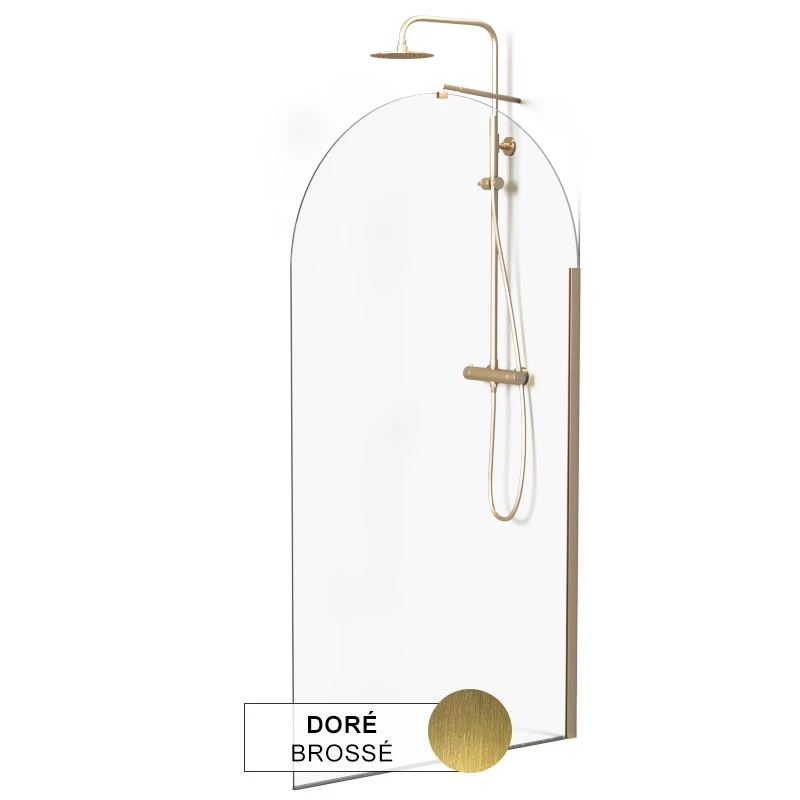 Paroi De Douche Arrondie 80 à 120 Cm, Fixe, Profilé Doré Brossé, Altea Round 3 Paroi De Douche Arrondie 80 à 120 Cm, Fixe, Profilé Doré Brossé, Altea Round