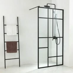 Paroi De Douche Fixe 100 Cm Profilés Noir, Look