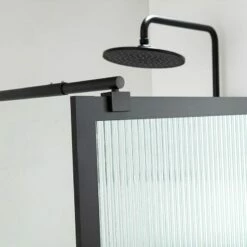 Paroi De Douche Fixe 100,120 Ou 140 Cm, Verre Cannelé Avec Profilé Noir Mat, Walk In -Produits De Salle De Bain Soldes 2024 paroi de douche fixe 100120 ou 140 cm verre cannele avec profile noir mat walk in 2