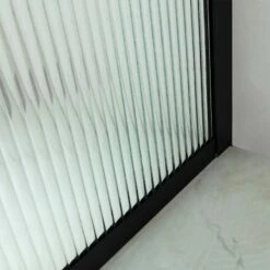 Paroi De Douche Fixe 100,120 Ou 140 Cm, Verre Cannelé Avec Profilé Noir Mat, Walk In -Produits De Salle De Bain Soldes 2024 paroi de douche fixe 100120 ou 140 cm verre cannele avec profile noir mat walk in 3