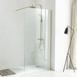 Paroi De Douche Fixe 60 à 160 Cm, Profilé Doré Brossé, Altea