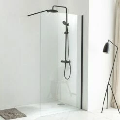 Paroi De Douche Fixe 60 à 160 Cm, Profilé Noir Mat, Altea Black