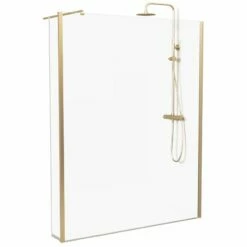 Paroi Fixe 60 à 160 Cm + Volet 30 Cm, Profilé Doré Brossé, Altea -Produits De Salle De Bain Soldes 2024 paroi de douche fixe 60 a 160 cm volet 30 cm profile dore brosse altea 10