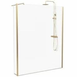 Paroi Fixe 60 à 160 Cm + Volet 30 Cm, Profilé Doré Brossé, Altea -Produits De Salle De Bain Soldes 2024 paroi de douche fixe 60 a 160 cm volet 30 cm profile dore brosse altea 11