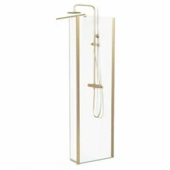 Paroi Fixe 60 à 160 Cm + Volet 30 Cm, Profilé Doré Brossé, Altea