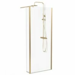 Paroi Fixe 60 à 160 Cm + Volet 30 Cm, Profilé Doré Brossé, Altea -Produits De Salle De Bain Soldes 2024 paroi de douche fixe 60 a 160 cm volet 30 cm profile dore brosse altea 3