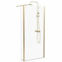 Paroi Fixe 60 à 160 Cm + Volet 30 Cm, Profilé Doré Brossé, Altea -Produits De Salle De Bain Soldes 2024 paroi de douche fixe 60 a 160 cm volet 30 cm profile dore brosse altea 4