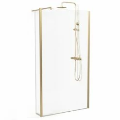 Paroi Fixe 60 à 160 Cm + Volet 30 Cm, Profilé Doré Brossé, Altea -Produits De Salle De Bain Soldes 2024 paroi de douche fixe 60 a 160 cm volet 30 cm profile dore brosse altea 5