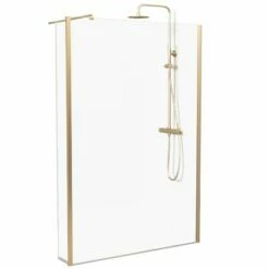 Paroi Fixe 60 à 160 Cm + Volet 30 Cm, Profilé Doré Brossé, Altea -Produits De Salle De Bain Soldes 2024 paroi de douche fixe 60 a 160 cm volet 30 cm profile dore brosse altea 8